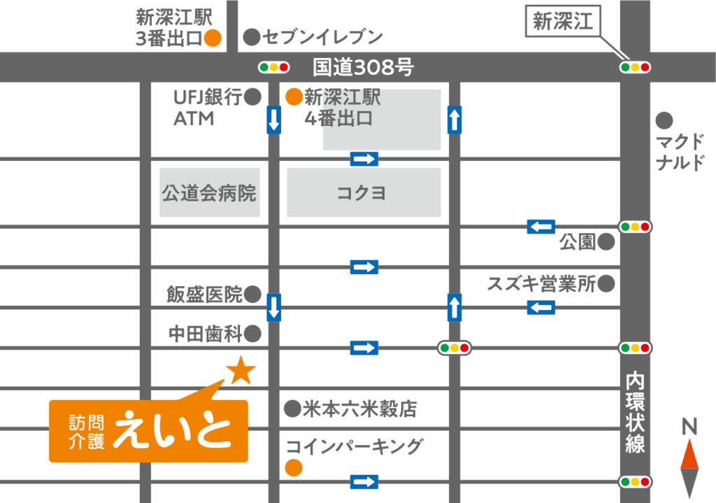 訪問介護えいとの周辺マップ